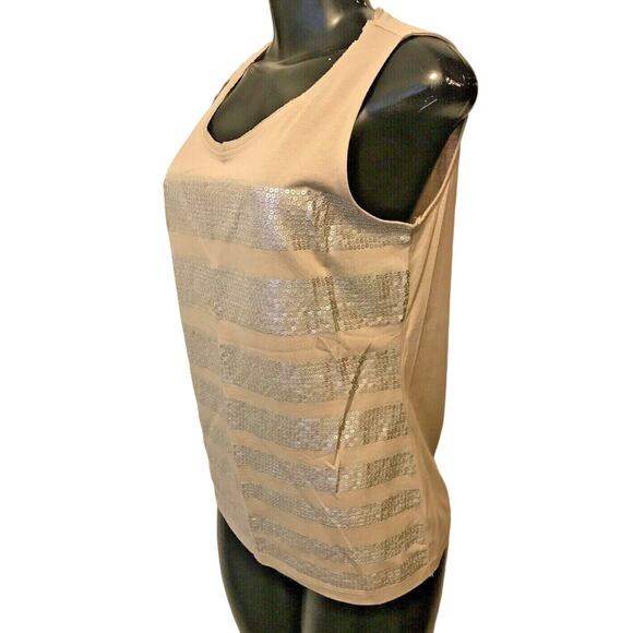 Small Chicos Womens Lightweight Tank Top Silver Sequin Stripe - Picture 3 of 8